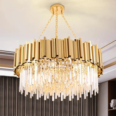 Klares Luxusmetall Crystal Chandelier For Living Room E14